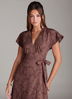 Azazie Ling Robes de demoiselle d'honneur Robe Trapèze en Blumen-Burnout Plissée Expresso image2