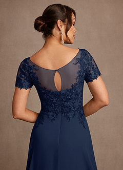 Azazie Alva Mother of the Bride Dresses Dark Navy A-Line Lace Dress image7