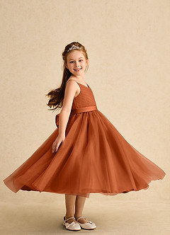 Azazie Patootie Final Sale Agave A-Line Spaghetti Strap Tulle Dress image3