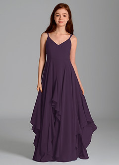 Azazie Karan Junior Plum A-Line Chiffon Dress image4