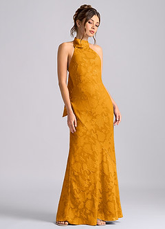 Azazie Velli Brudtärnklänningar Klä av Sjöjungfru i Blommig Utbrändhet Hög hals Knäck image5