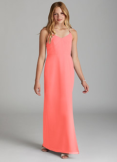 Azazie Becca Junior Robe Sirène en Mousseline de soie Corail image5