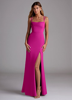 Azazie Callan Bridesmaid Dresses Fuchsia Mermaid Pleated Chiffon Convertible Dress image3