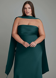 Azazie Saylor Vestidos de damas de honor Vestido Pino de Satén Elástico de Corte Sirena con Palabra de honor image18