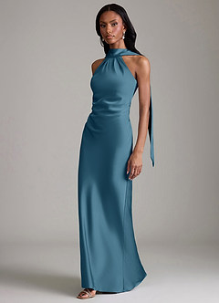 Azazie Cassiana Bridesmaid Dresses Bermuda Mermaid Pleated Stretch Satin Dress image5