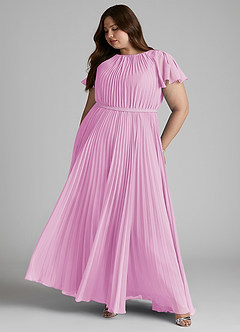 Azazie Kara vestidos de dama de honor modestos Vestido de Corte En A Plisado Hasta el suelo Gasa image12
