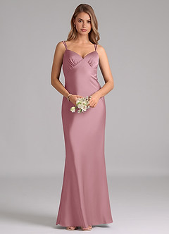 Azazie Suttona Bridesmaid Dresses Vintage Mauve A-Line Pleated Stretch Satin Dress image6
