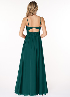 Azazie Yanelie Bridesmaid Dresses Peacock A-Line Scoop Pleated Chiffon Dress image4