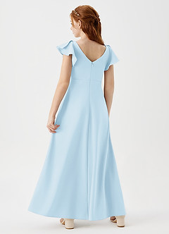 Azazie Omari Junior Sky Blue A-Line Pleated Stretch Crepe Dress image2
