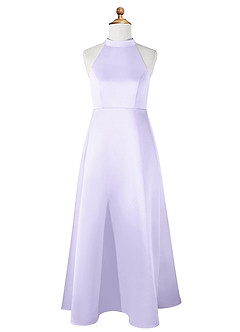 Azazie Laurel Junior Lilac A-Line Matte Satin Dress image6