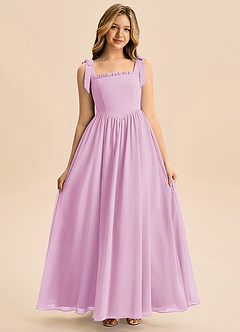 Azazie Delia Junior Abito A-Line in Chiffon Fiocco Rosa Confetto image3