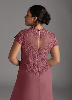 Azazie Junie Mother of the Bride Dresses Desert Rose A-Line Lace Chiffon Dress image3