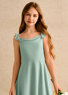 Azazie Puppy Girls Formal Flower Girl Dresses Agave A-Line Pleated Chiffon Dress image6