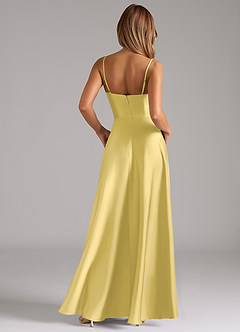 Azazie Elle Brautjungfernkleider A-Linie Plissee Stretch-Satin Kleid Kanarienvogel image7