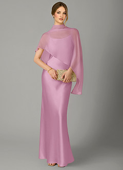 Azazie Jaleesa Robes de demoiselle d'honneur Robe Trapèze en Satin extensible Col haut Rose Bonbon image5