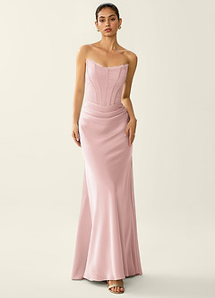 Fiammetta Rose Gold Lace Corset Stretch Satin Mermaid Prom Dress image5