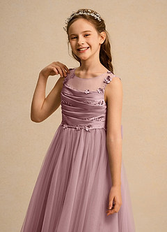 Azazie Snowball Girl Jurken voor bloemenmeisjes Baljurk Jurk van Tule Geplooid Stoffige Roos image7