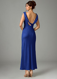 Azazie Kieryn Final Sale Royal Blue Mermaid Pleated Stretch Satin Dress image5
