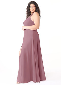 Azazie Jane Final Sale Vintage Mauve A-Line V-Neck Pleated Chiffon Dress image8