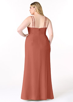 Azazie Leo Bridesmaid Dresses Clay Mermaid V-Neck Pleated Chiffon Dress image7