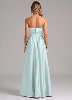 Azazie Lucienne Bridesmaid Dresses Sea Glass A-Line Strapless Stretch Satin Convertible Dress image7
