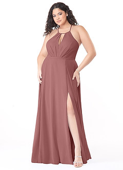 Azazie Evalleen Bridesmaid Dresses Desert Rose A-Line Pleated Chiffon Dress image9