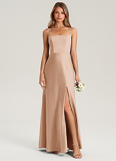 Azazie Lidia Bridesmaid Dresses English Rose Mermaid Side Slit Stretch Satin Dress image5