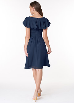 Azazie Hadley Modest Bridesmaid Dresses A-Line Pleated Chiffon Knee-Length Dress image2