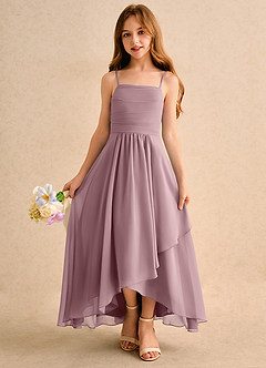 Azazie Twilight Dance Junior Formal Flower Girl Dresses Dusty Rose A-Line Pleated Chiffon Dress image4
