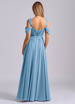 Azazie Koa Final Sale Steel Blue A-Line Off the Shoulder Chiffon Dress image2