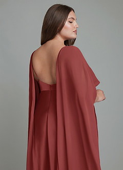 Azazie Stefania Robes de demoiselle d'honneur Robe Trapèze en Satin extensible Terracotta image15