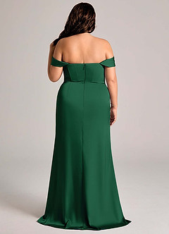 Azazie Johana Bridesmaid Dresses Dark Green Mermaid Off the Shoulder Stretch Satin Convertible Dress image11