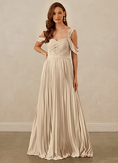 Christian Siriano Bridal for Azazie 1013 Bridesmaid Dresses Champagne A-Line Off the Shoulder Chiffon Dress image8