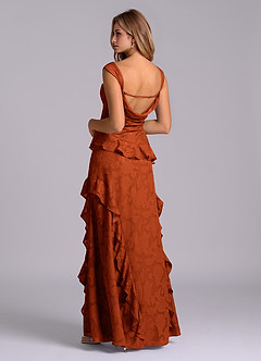Azazie Sloane Bridesmaid Dresses Paprika A-Line Sweetheart Neckline Floral Burnout Dress image2