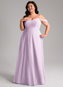 Azazie Marley Bridesmaid Dresses Frosted Lilac A-Line Off the Shoulder Chiffon Convertible Dress image14