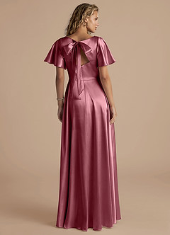 Azazie Kimber Bridesmaid Dresses Desert Rose A-Line Ruched Metallic Satin Dress image4