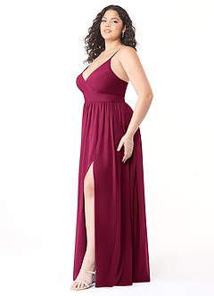 Azazie Aaida Bridesmaid Dresses Burgundy A-Line Corset Chiffon Dress image9