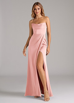Azazie Johana Essayer des robes à la maison Robe Sirène Convertible en Satin extensible Épaule décolletée Noir image6