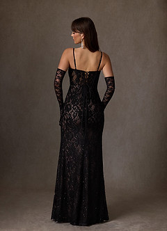 Azazie Esmeray Wedding Dresses Black Nude A-Line Sequins Stretch Satin Dress image6