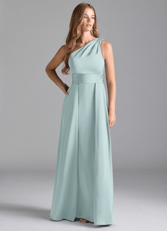 Azazie Dallas Jurken voor bruidsmeisjes Jurk van Stretch Satijn met A-Lijn One-Shoulder De Nevel image3