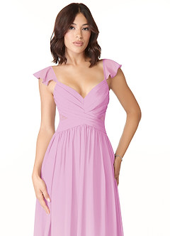 Azazie Lissa Abiti da Damigella Abito A-Line in Chiffon Pizzo Rosa Confetto image6