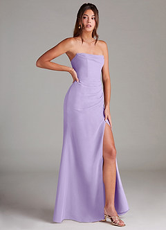 Azazie Leonis Robes de demoiselle d'honneur Robe Fourreau Convertible en Mousseline de soie Sans bretelle Lilas image8