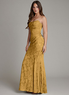 Azazie Electra Bridesmaid Dresses Marigold Jacquard Mermaid Corset Floral Jacquard Dress image6
