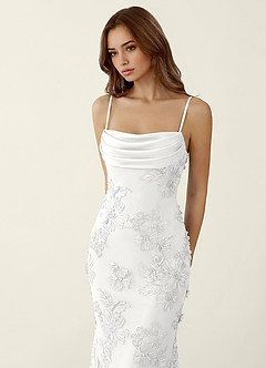 Bellatrix White 3D Flowers Corset Mermaid Lace Up Back Prom Dress image5