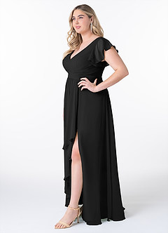 Azazie Omari Abiti da Damigella Abito A-Line in Chiffon Nero image9