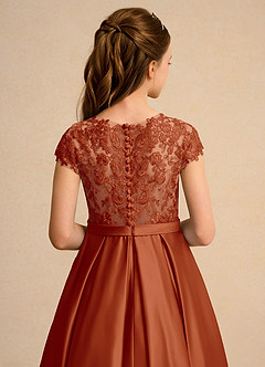 Azazie Bunny Junior Formal Jurken voor bloemenmeisjes Baljurk Jurk van Kant Paprika image7