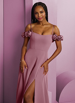 Barbie ♥ Azazie Bridesmaid Dresses Vintage Mauve A-Line Off the Shoulder Chiffon Convertible Dress image3
