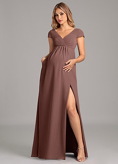 Azazie Allessia Maternity Bridesmaid Dresses A-Line Pleated Chiffon Floor-Length Dress image3