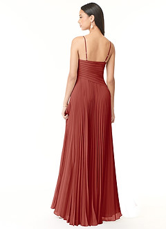 Azazie Vini Brautjungfernkleider A-Linie V-Hals Gefaltet Chiffon Kleid Terrakotta image2