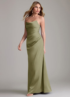 Azazie Lucille Bridesmaid Dresses Pistachio Mermaid Strapless Stretch Satin Convertible Dress image3